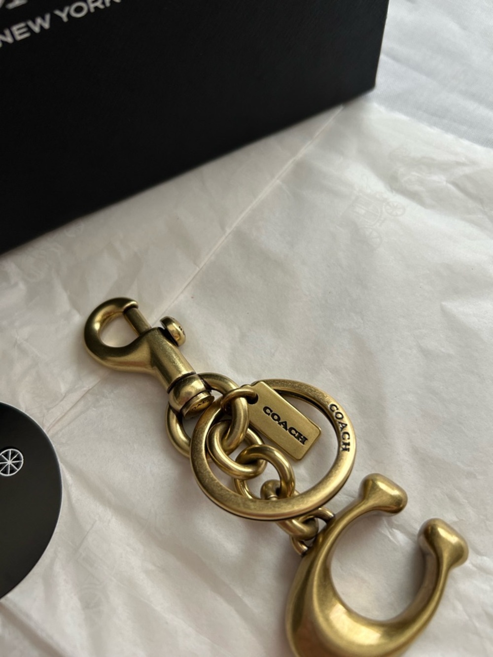 Coach Gold-Tone Brass C Charm Key Holder Charm- Includes Coach Gift Box - Picture 4 of 17